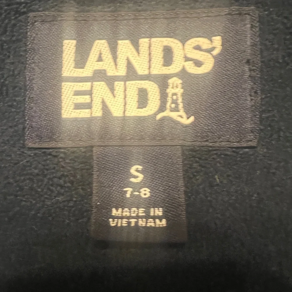 LANDS’ END Girls Size S 6-7 Coat Squall Blue Parka Double Closure w/ Hood